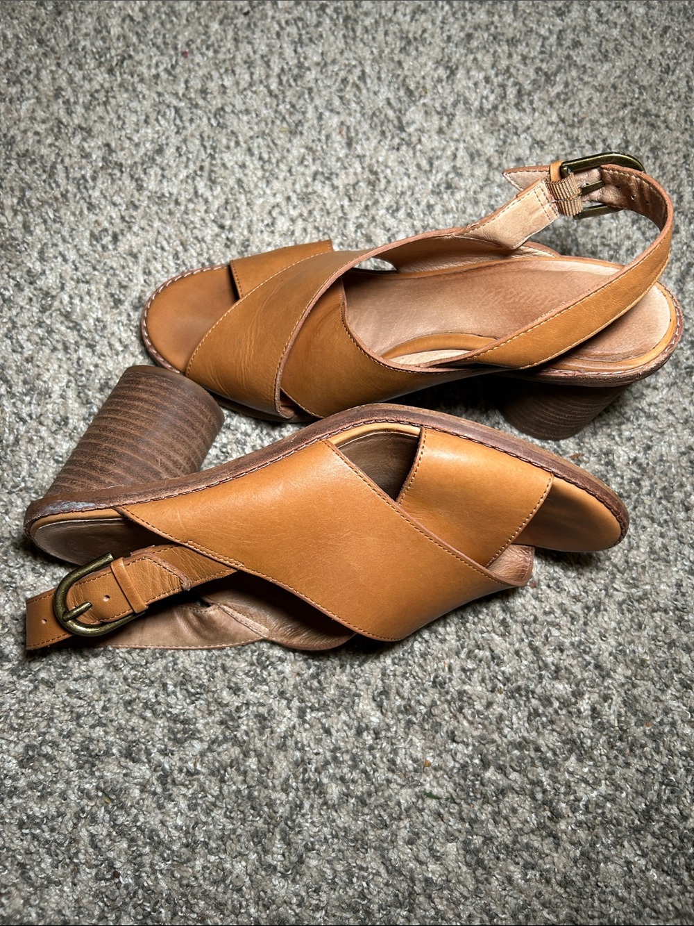 Madewell Brown Leather Crossover Slingback Sandals